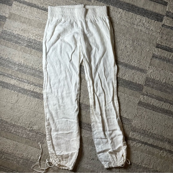 Puma White Linen Drawstring PANTS Women’s Size M Relaxed FitElasticWaist Pockets - Picture 6 of 6